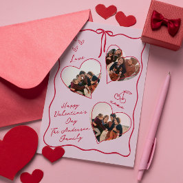 Whimsical Heart family Valentine's Day Foto Card Feiertagskarte