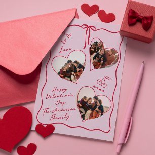 Whimsical Heart family Valentine's Day Foto Card Feiertagskarte