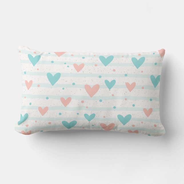 Whimsical Heart gestreift Lendenkissen (Vorderseite)