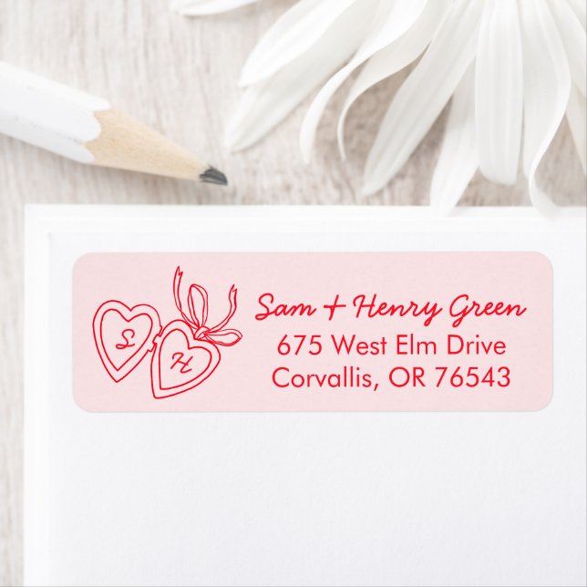 Whimsical Heart Locket Doodle CUSTOM Return Addres (Insitu)