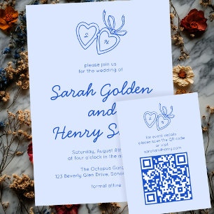 Whimsical Heart Locket Doodle Sketch CUSTOM QRCode Begleitkarte