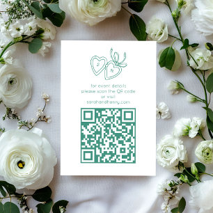 Whimsical Heart Locket Doodle Sketch CUSTOM QRCode Begleitkarte