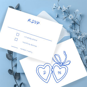 Whimsical Heart Locket Doodle Sketch CUSTOM RSVP Karte
