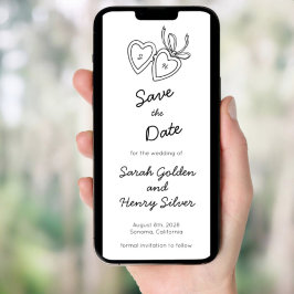 Whimsical Heart Locket Doodle Sketch Digital STD Einladung