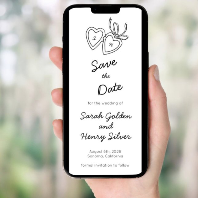 Whimsical Heart Locket Doodle Sketch Digital STD Einladung (Whimsical Heart Locket Doodle Sketch Digital evite  SAVE THE DATE Invitation
)