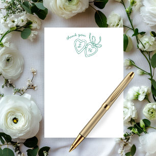 Whimsical Heart Locket Doodle Sketch Modern CUSTOM Dankeskarte