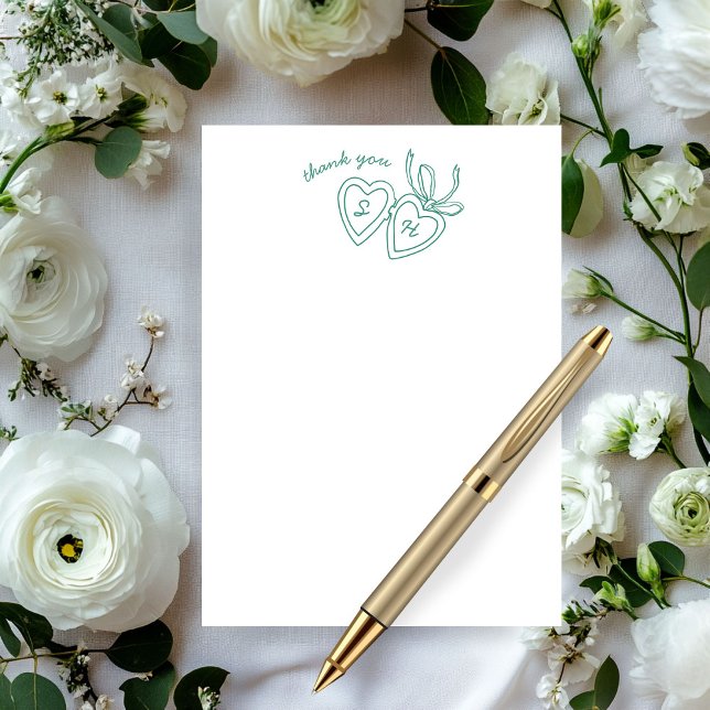 Whimsical Heart Locket Doodle Sketch Modern CUSTOM Dankeskarte (Whimsical Heart Locket Doodle Sketch Modern CUSTOM Thank You Card
)