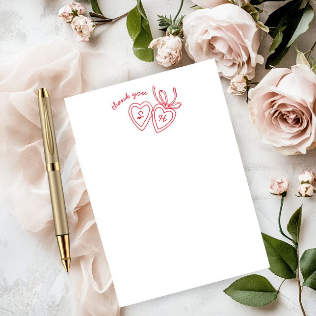 Whimsical Heart Locket Doodle Sketch Modern CUSTOM Dankeskarte (Whimsical Heart Locket Doodle Sketch Modern CUSTOM Thank You Card
)