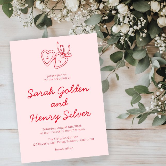 Whimsical Heart Locket Doodle Sketch Modern CUSTOM Einladung (Whimsical Heart Locket Doodle Sketch Modern CUSTOM Invitation
)