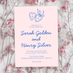 Whimsical Heart Locket Doodle Sketch Modern CUSTOM Einladung