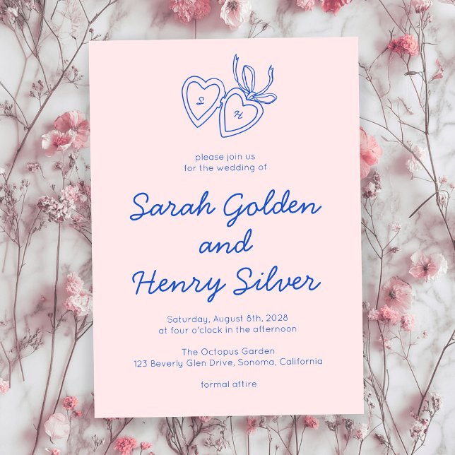 Whimsical Heart Locket Doodle Sketch Modern CUSTOM Einladung (Whimsical Heart Locket Doodle Sketch Modern CUSTOM Invitation
)