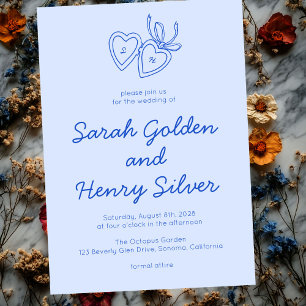 Whimsical Heart Locket Doodle Sketch Modern CUSTOM Einladung