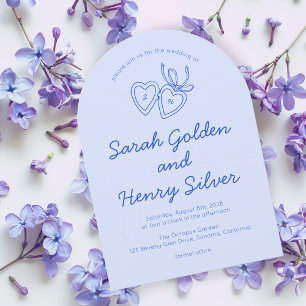 Whimsical Heart Locket Doodle Sketch Modern CUSTOM Einladung