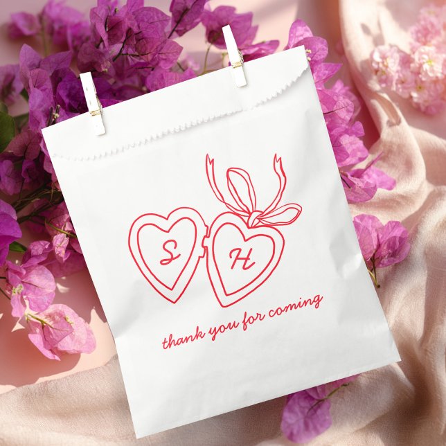 Whimsical Heart Locket Doodle Sketch Modern CUSTOM Geschenktütchen (Whimsical Heart Locket Doodle Sketch Modern CUSTOM Favor Bag
)