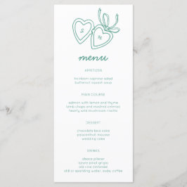 Whimsical Heart Locket Doodle Sketch Modern CUSTOM Menükarte