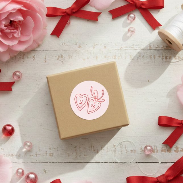 Whimsical Heart Locket Doodle Sketch Modern CUSTOM Runder Aufkleber (Whimsical Heart Locket Doodle Sketch Modern CUSTOM Initials Classic Round Sticker
)