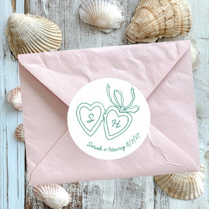 Whimsical Heart Locket Doodle Sketch Modern CUSTOM Runder Aufkleber