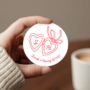 Whimsical Heart Locket Doodle Sketch Modern CUSTOM Runder Aufkleber
