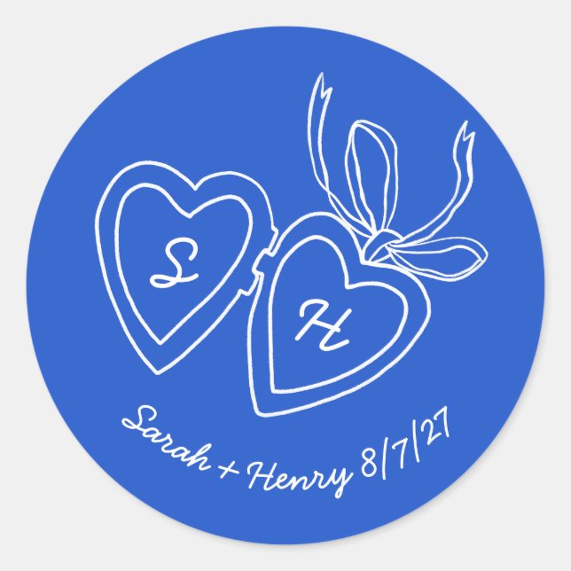 Whimsical Heart Locket Doodle Sketch Modern CUSTOM Runder Aufkleber (Vorderseite)