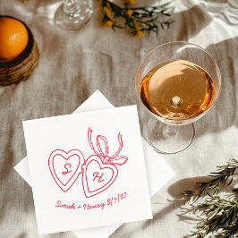 Whimsical Heart Locket Doodle Sketch Modern CUSTOM Serviette