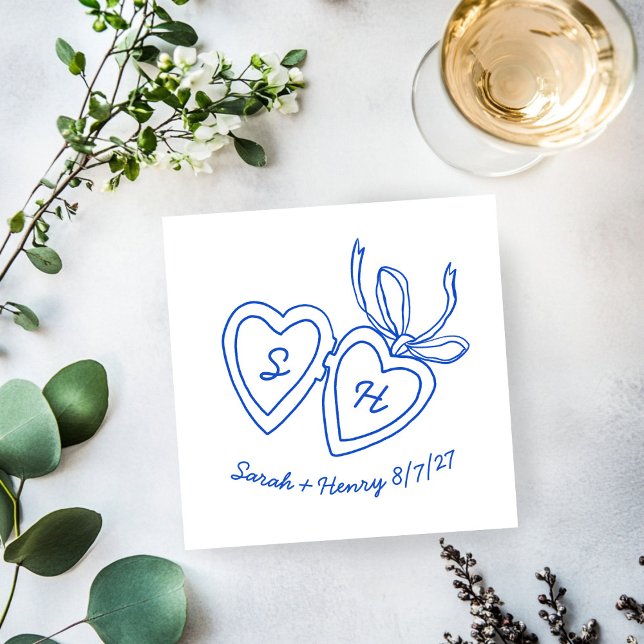 Whimsical Heart Locket Doodle Sketch Modern CUSTOM Serviette (Whimsical Heart Locket Doodle Sketch Modern CUSTOM Napkins
)