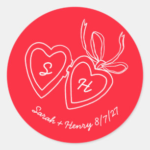 Whimsical Heart Locket Doodle Skizze Modern CUSTOM Runder Aufkleber