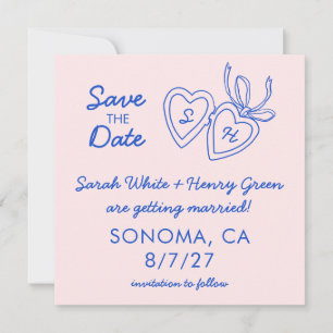 Whimsical Heart Locket Doodle Skizze Modern CUSTOM Save The Date