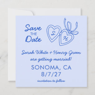 Whimsical Heart Locket Doodle Skizze Modern CUSTOM Save The Date