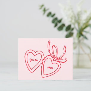Whimsical Heart Locket Doodle Valentinstag Postkarte