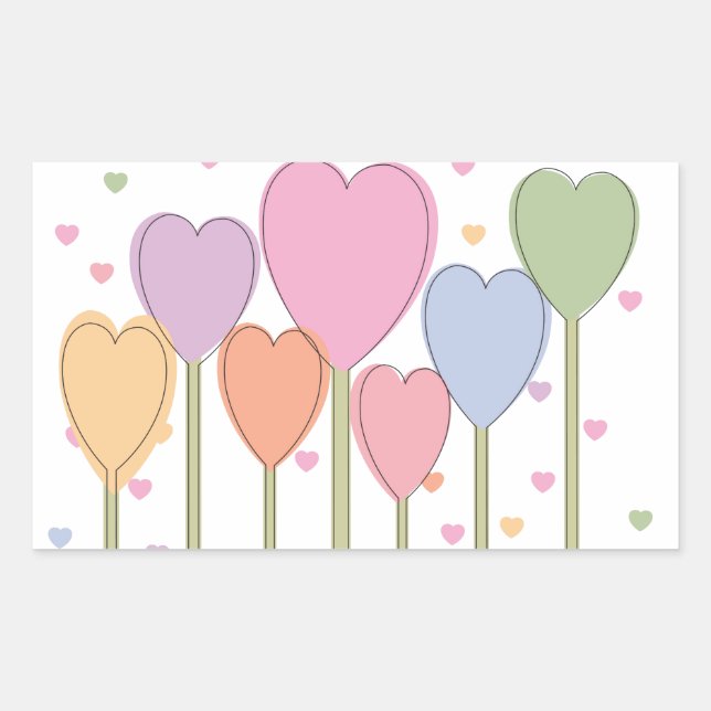 Whimsical Heart Lollipops Rechteckiger Aufkleber (Vorderseite)