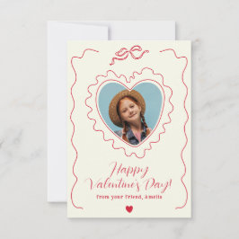 Whimsical Heart Photo Bow Frame Love Valentines Mitteilungskarte