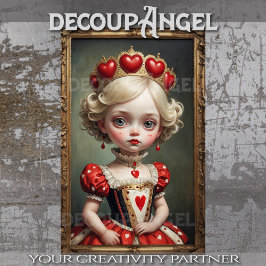 Whimsical Heart Princess - Decoupage - Seidenpapier