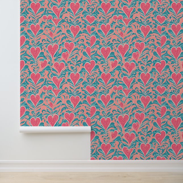 Whimsical Heart Swirl: Ein romantisches Muster Tapete (Anwendung)