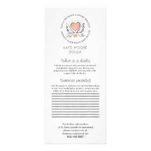 Whimsical Heart & Wings Doula oder Hebamme auf Wei Werbekarte