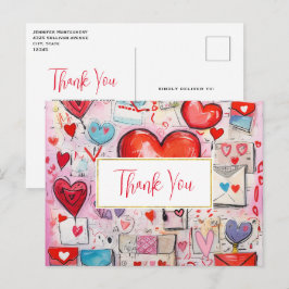 Whimsical Hearts and Liebe Letters Vielen Dank Postkarte