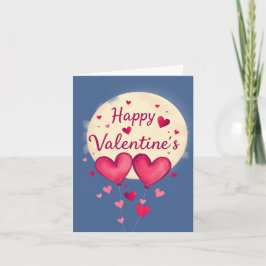 Whimsical Hearts & Mondschein Valentinstag Karte