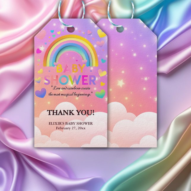 Whimsical Hearts & Rainbows Kinderdusche Geschenkanhänger (Von Creator hochgeladen)