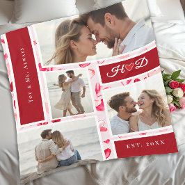Whimsical Hearts Romantic Photo Collage Gift Red Fleecedecke