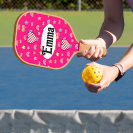 Whimsical Hearts, Stars & Rainbow Dreamscape Pickleball Schläger