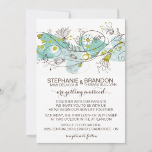Whimsical Hearts und Blume Hochzeitseinladungen Einladung