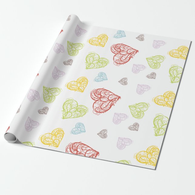 Whimsical Hearts Valentinstag Geschenkpapier (Ungerollt)