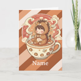 Whimsical Hedgehog Coffee Greeting Card Karte