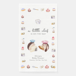 Whimsical Hedgehog Little Chef Baker Baby Shower Serviette