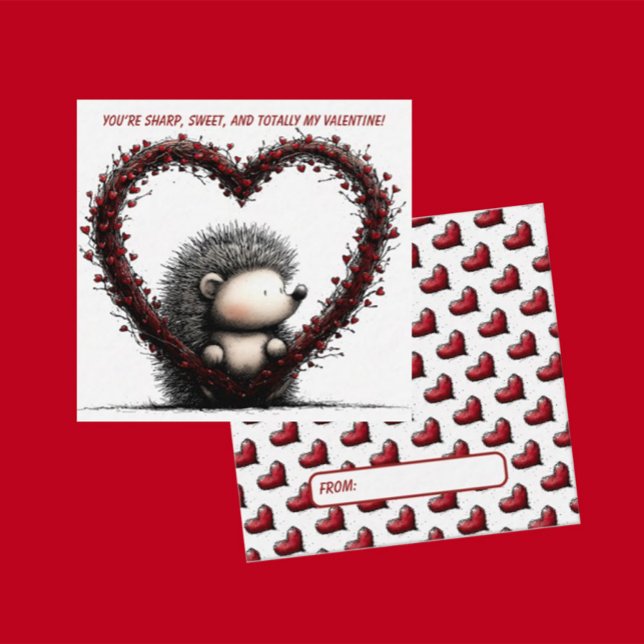 Whimsical Hedgehog Valentine Card  Mitteilungskarte (Von Creator hochgeladen)