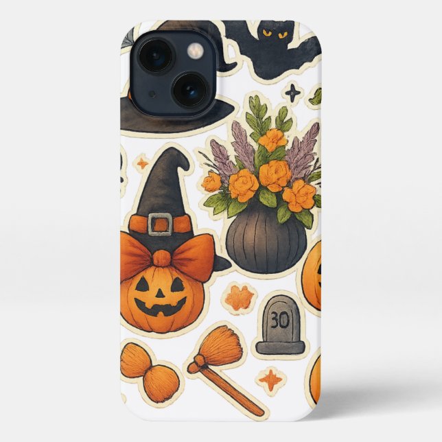 Whimsical Herbst Halloween Cat iPhone Case - Niedl Hülle (Rückseite)