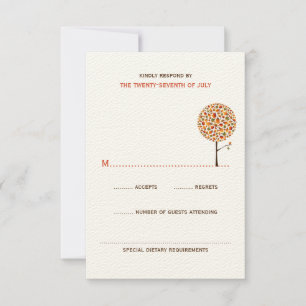 Whimsical Herbst Herbstlaub Pop Tree Chic Hochzeit RSVP Karte