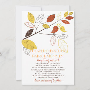 Whimsical Herbst Lovebirds Hochzeitseinladung Einladung