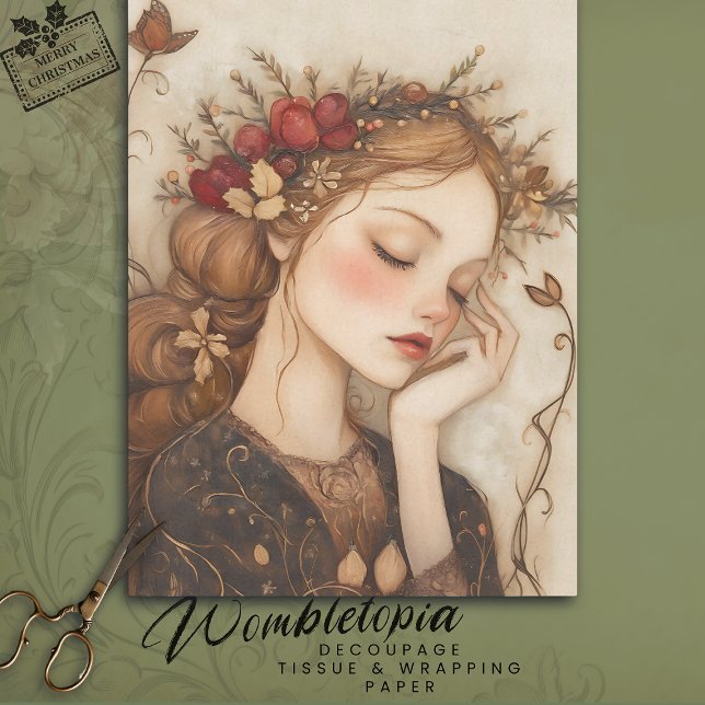 Whimsical Herbstküche mit Blumenkronendekoupage Seidenpapier (Fall decoupage tissue paper )