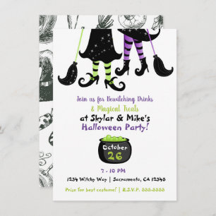 Whimsical Hexen Moderne Hexen Halloween-Party Einladung