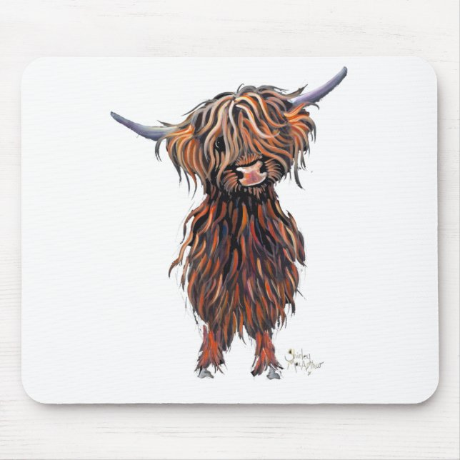 Whimsical Highland-Rind – Farbige rustikale Farmku Mousepad (Vorne)